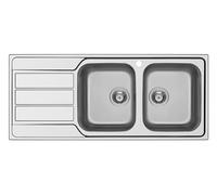 SCHOCK | Lavello Cucina Master D200 2 Vasche con Gocciolatoio in Acciaio Inox, Guarnizione Preinstallata, 1160x500mm