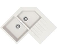 SCHOCK | Lavello Cucina Primus C200 2 Vasche Sinistre, Lavello Angolare con Gocciolatoio, Materiale Cristalite®, New Alumina, 840x840x500mm