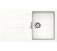 SCHOCK | Lavello Cucina Primus D100 1 Vasca con Gocciolatoio, Vasca Reversibile, Materiale Cristalite®, Bianco Assoluto, 860x500mm