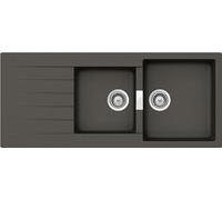SCHOCK | Lavello Cucina Primus D200 2 Vasche con Gocciolatoio, Vasca Reversibile, Materiale Cristalite®, Colore Asphalt, 1160x500mm