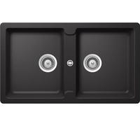 SCHOCK | Lavello Cucina Primus N200E 2 Vasche Uguali, Materiale Cristalite®, Nero Assoluto, 860x500mm