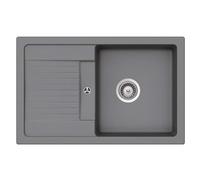 SCHOCK Lavello da cucina Lima D-100S Croma 78 x 50 cm | Lavello in granito in CRISTALITE grigio chiaro con vasca singola e scolapiatti | Lavello da incasso reversibile a partire da 50 cm | Lavabo