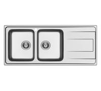 Schock Lavello due vasche con gocciolatoio a destra WAVE D200 WAVD200SX finitura inox spazzolato da 116x50 cm