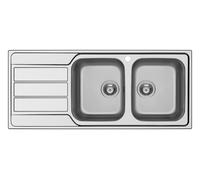 Schock Lavello due vasche con gocciolatoio a sinistra MASTER D200 MASTD200DX finitura inox spazzolato da 116x50 cm