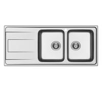 Schock Lavello due vasche con gocciolatoio a sinistra WAVE D200 WAVD200DX finitura inox spazzolato da 116x50 cm