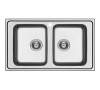 Schock Lavello due vasche WAVE N200 WAVN200 finitura inox spazzolato da 86x50 cm