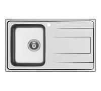 Schock Lavello una vasca con gocciolatoio a destra WAVE D100 WAVD100SX finitura inox spazzolato da 86x50 cm