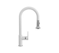SCHOCK | Miscelatore Aquaalto, Monocomando con Doccetta Estraibile Professional a Doppio Getto, Colore Bianco Puro, h443mm