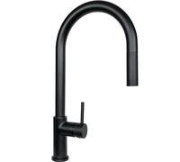 SCHOCK - Miscelatore Aquarain Monocomando Canna Alta Curvata con Doccetta | Estraibile Doppio Getto, Colore Nero, h445