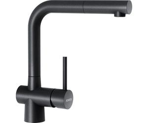 SCHOCK|Miscelatore Cucina LAIOS Con Doccia Estraibile, Rubinetto Canna a Ponte Dritta, Saving Apertura 90°, Acciaio Inox Massiccio 304 Smaltato Nero Opaco, Abbinabile ai lavelli.