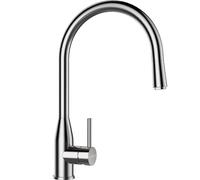 SCHOCK | Miscelatore Kavus con Doccia Monocomando Canna Alta Curvata con Comando Integrato e Doccetta Estraibile, Acciaio Inox Massiccio, h400