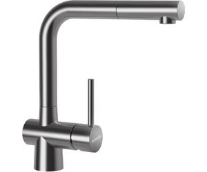 SCHOCK | Miscelatore Laios con Doccia Monocomando Canna a Ponte Dritta con Doccetta Estraibile, Acciaio Inox Massiccio, h285