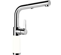 SCHOCK | Miscelatore SC540 DAY Canna Alta Dritta con Doccia Estraibile, Base Rivestita in ®Cristadur Green Line Bianco Opaco, h323mm