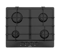 SCHOCK | Piano Cottura 4 Fuochi Gas Primus PC60 con Manopole Nere Opache Soft-Touch, Griglie in Ghisa, Valvole di Sicurezza, Nero Opaco, 585x500 mm
