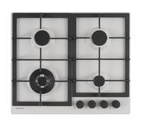 SCHOCK | Piano Cottura 4 Fuochi Gas Professional PC60 con Manopole Nere Opache Soft Touch, Griglie in Ghisa, Valvole di Sicurezza, New Alumina, 585x500 mm