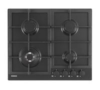 SCHOCK | Piano Cottura 4 Fuochi Gas Professional PC60 con Manopole Nere Opache Soft Touch, Griglie in Ghisa, Valvole di Sicurezza, Nero Opaco, 585x500 mm