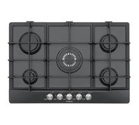 SCHOCK | Piano Cottura 5 Fuochi Gas Primus PC75 con Manopole Milleluci, Griglie in Ghisa, Valvole di Sicurezza, Antracite, 740x500 mm