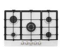 SCHOCK | Piano Cottura 5 Fuochi Gas Primus PC75 con Manopole Milleluci, Griglie in Ghisa, Valvole di Sicurezza, Bianco Opaco, 740x500 mm