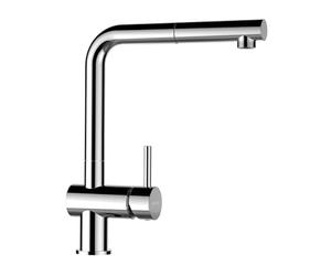 SCHOCK® Rubinetto da cucina Epos Onyx I nero ad alta pressione con tubo flessibile estraibile, girevole a 360°, rubinetto per lavello della cucina, design moderno, risparmio d'acqua, miscelatore