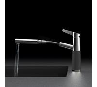 SCHOCK Rubinetto da cucina SC-510 Dusk - grigio ad alta pressione CRISTADUR con tubo flessibile estraibile e connettori standard