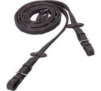 Schockemöhle Sports Redini in Cuoio 'Durasoft Reins Grip Wide' 18 mm, Dark Brown/Silver - Full