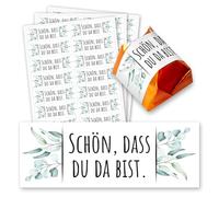 Schön, dass du da bist - 60 pezzi - Bomboniera adatta per baci, eucalipto, rettangolare, idea regalo, matrimonio, compleanno, dv1424
