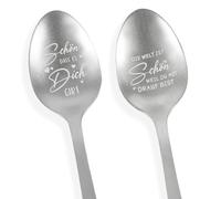 Schön dass es Dich Gibt Incisione - Cucchiaino da caffè in acciaio inox con messaggio personalizzato, cucchiaio da dessert lucido per anniversario/matrimonio, idea regalo romantica con incisione a