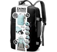 Schön Zaino cabina 20L da viaggio multitasche con porta USB, scomparto laptop, tasca scarpe, 2 tasche termiche, fissaggio trolley - nero con dettagli grigi, 43×28×16 cm