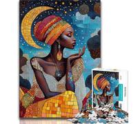 Schöne afrikanische Frau, 1000-teiliges Puzzle für Erwachsene und Jugendliche, Staycation, Zeit totschlagen, jedes Teil ist einzigartig - anspruchsvolles Familienspiel, 38x26cm