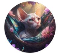 Schöne haarlose Katze, 1000-teiliges Puzzle für Erwachsene, rund, aus Pappe, für Teenager und Familienspaß, perfektes Weihnachtsgeschenk, 1000 Teile (67,5x67,5cm)