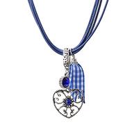 Schöneberger Trachten Couture Collana tradizionale con ciondolo a forma di cuore alpino, elegante e scintillante con strass, per Dirndl e pantaloni in pelle, Strass, strass.