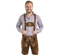 Schöneberger Trachten Couture Herren Lederhose Kurz - Trachtenlederhose INKL. Hosenträger - Trachtenhose Echt-Leder Tracht Alpenjäger (56, Mittelbraun)