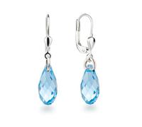 Schöner-SD - orecchini in argento 925 con piccoli cristalli di Swarovski®, 13 mm con scintillanti cristalli a taglio briolette e Argento, colore: acquamarina, cod. PD/OH22-AQ