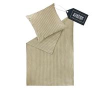 Schöner Wohnen Kollektion Set di biancheria da letto in flanella 155x220, in cotone, colore beige - Set di biancheria da letto di lusso, 2 pezzi, ecologico - Set accogliente e caldo, 1 copripiumino e