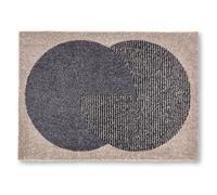 Schöner Wohnen Kollektion Zerbino per interni - Tappeto antisporco 50x70 cm Semicerchio beige antracite - Tappeto antiscivolo per la pulizia - Zerbino per porta lavabile a 30°C
