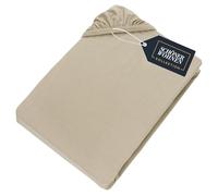 SCHÖNER Wohnen, lenzuolo con angoli elasticizzati da 180 x 200 cm, beige fino a 200 x 200 cm, in jersey di cotone, certificato Öko-Tex, per materassi fino a 30 cm e letto a molle, lenzuolo per letto