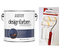Schöner Wohnen - Pittura da parete per interni, 2,5 litri, con set di 5 pezzi, colore: Blu mare