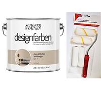 Schöner Wohnen - Pittura da parete per interni, 2,5 litri, con set di rulli go/on, 5 pezzi (Nr 7 piacevole beige)