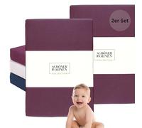 SCHÖNER Wohnen, set di 2 lenzuoli con angoli elasticizzati per lettino, 70 x 140 cm e 60 x 120 cm, in jersey di cotone di alta qualità, Öko-Tex 180 g/m², lenzuolo con angoli elasticizzati per la