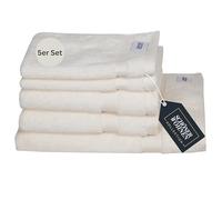 SCHÖNER WOHNEN Set di Asciugamani in Spugna Bianco 5 Pezzi - 100% Cotone - Set di Asciugamani Soffice e Morbido - Assorbente - Composto da 1 Telo Doccia + 2 Asciugamani + 2 Asciugamani per Ospiti