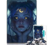 Schönes Anime-Mädchen mit Mond, 1000-teiliges Puzzle für Erwachsene und Jugendliche, Spielzeug, Lernspiele, Stressabbau, Wunschliste mit Weihnachtsmann, 38x26cm