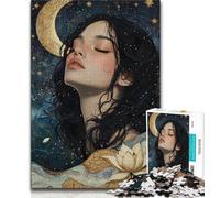 Schönes Anime-Mädchen mit Mond-Puzzle für Erwachsene, 1000 Teile, hilft dem Gehirn, süchtig machendes Spielzeug zu trainieren, um Geduld bei der Eltern-Kind-Interaktion zu fördern, 38x26cm