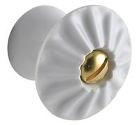 SCHÖRGHOFER & FREHE Pomello per mobili Tempe Ø 35 mm - Maniglia in porcellana con vite in ottone - Pomello in stile rustico, porcellana bianco/ottone