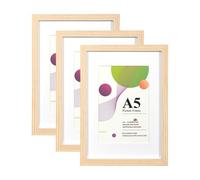 Scholar Tree Cornice in legno di quercia, formato A5, confezione da 3 cornici formato A5, 53 x 14,8 cm, con supporto da tavolo o da parete, cornici in legno con supporto da 15 x 10 cm