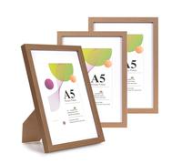 Scholar Tree Cornice marrone formato A5, confezione da 3 cornici A5, cornici marroni 53 x 14,8 cm, con supporto da tavolo o da parete, cornici in legno con supporto da 15 x 10 cm