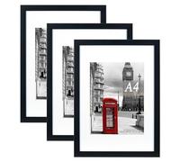 Scholar Tree Cornice Nera A4 con Supporto, Set di 3 - Autoportante e Montabile a Parete per Poster e Certificati