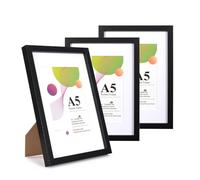 Scholar Tree Cornice nera formato A5, confezione da 3 cornici A5, cornici nere 53 x 14,8 cm, con supporto da tavolo o da parete, cornici in legno con supporto da 15 x 10 cm