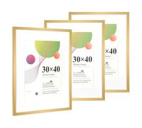 Scholar Tree Cornice per foto 30 x 40 cm, confezione da 3 pezzi, colore oro, 30 x 16 cm, cornici in legno con supporto A4, da appendere alla parete