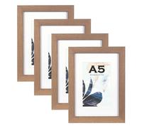 Scholar Tree Set di 4 Cornici Fotografiche Marroni A5/21X14,8cm, Cornici in Legno da Appoggio e Montaggio a Parete