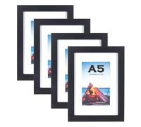 Scholar Tree Set di 4 cornici portafoto in legno nero formato A5/21 x 14,8 cm, autoportanti e montabili a parete